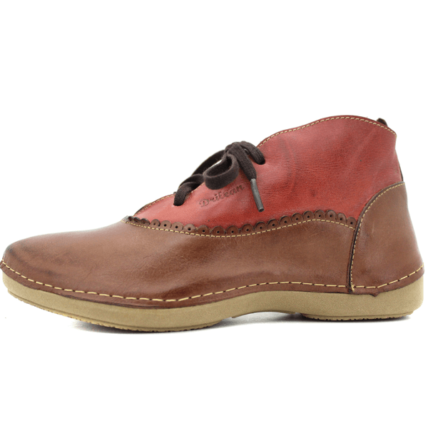 Bota Feminina Ortopédica Couro Legítimo e Palmilha Gel - Castanho - Vermelho - 35 (AN002) OUTLET