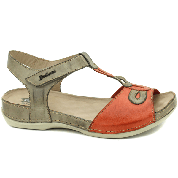 Sandália Bem-Estar Ortopédica em Couro Legítimo - Chumbo - Coral - Sola Off - 36 (BE004) OUTLET