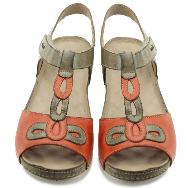 Sandália Bem-Estar Ortopédica em Couro Legítimo - Chumbo - Coral - Sola Off - 36 (BE004) OUTLET