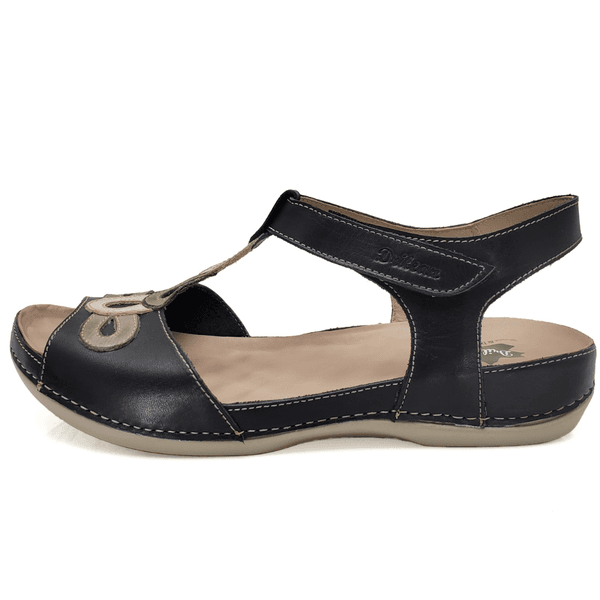 Sandália Bem-Estar Ortopédica em Couro Legítimo - Preto - Off - Fendi - Sola Off - 38 (BE004) OUTLET