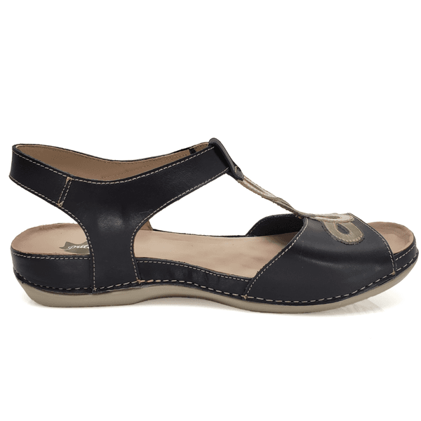 Sandália Bem-Estar Ortopédica em Couro Legítimo - Preto - Off - Fendi - Sola Off - 38 (BE004) OUTLET