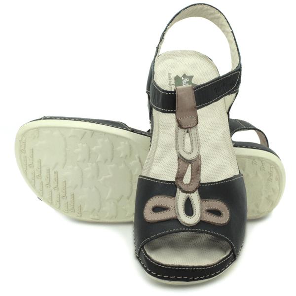 Sandália Bem-Estar Ortopédica em Couro Legítimo - Preto - Fendi - Sola Off - 41 (BE004) OUTLET
