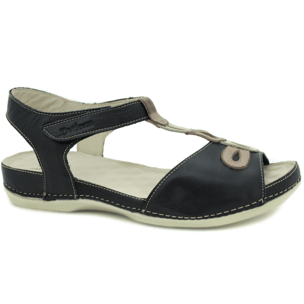Sandália Bem-Estar Ortopédica em Couro Legítimo - Preto - Fendi - Sola Off - 41 (BE004) OUTLET