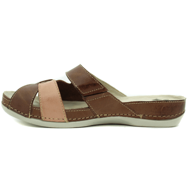 Sandália Bem-Estar Ortopédica em Couro Legítimo - Castanho - Salmão - Sola Off - 36 (BE019) OUTLET