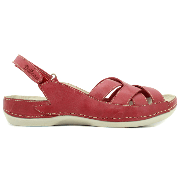 Sandália Bem-Estar Ortopédica em Couro Legítimo - Vermelho - Sola Off - 36 - 41 (BE028) OUTLET