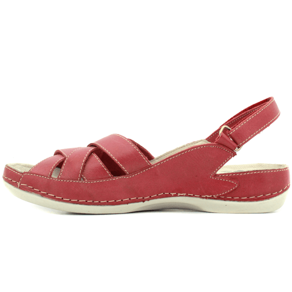 Sandália Bem-Estar Ortopédica em Couro Legítimo - Vermelho - Sola Off - 36 - 41 (BE028) OUTLET