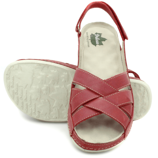 Sandália Bem-Estar Ortopédica em Couro Legítimo - Vermelho - Sola Off - 36 - 41 (BE028) OUTLET