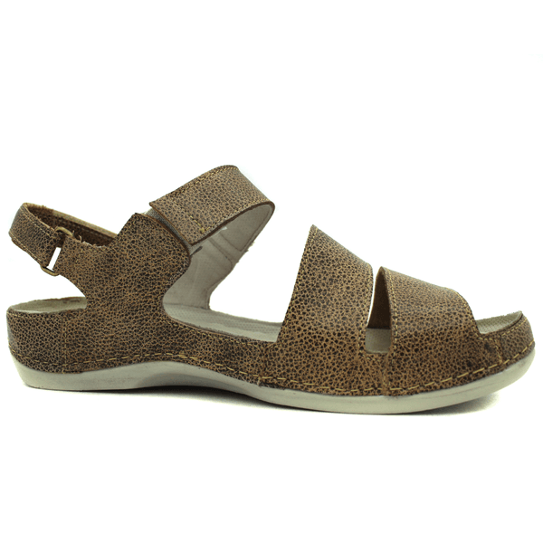 Sandália Bem-Estar Ortopédica em Couro Legítimo - Bicolor Fendi - Sola Off (BE029)
