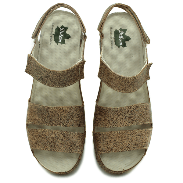 Sandália Bem-Estar Ortopédica em Couro Legítimo - Bicolor Fendi - Sola Off (BE029)