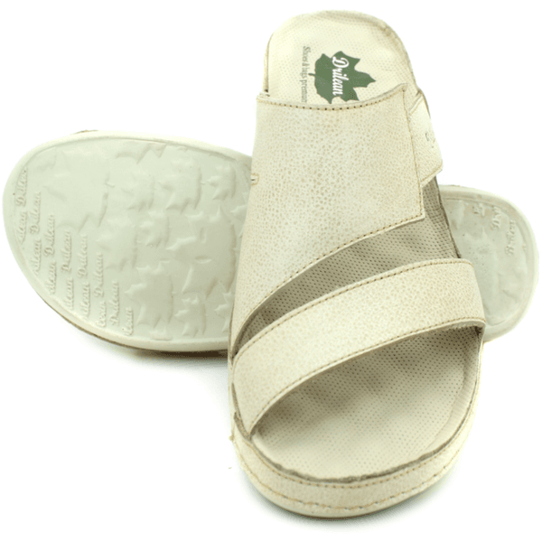 Sandália Bem-Estar Ortopédica em Couro Legítimo - Bicolor Off White - Palmilha e Sola Off (BE033)