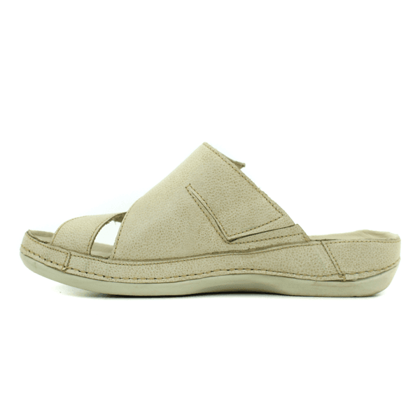 Sandália Bem-Estar Ortopédica em Couro Legítimo - Bicolor Off White - Palmilha e Sola Off (BE033)