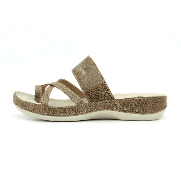 Sandália Bem-Estar Ortopédica em Couro Legítimo - Bicolor Fendi - Palmilha e Sola Off (BE034)