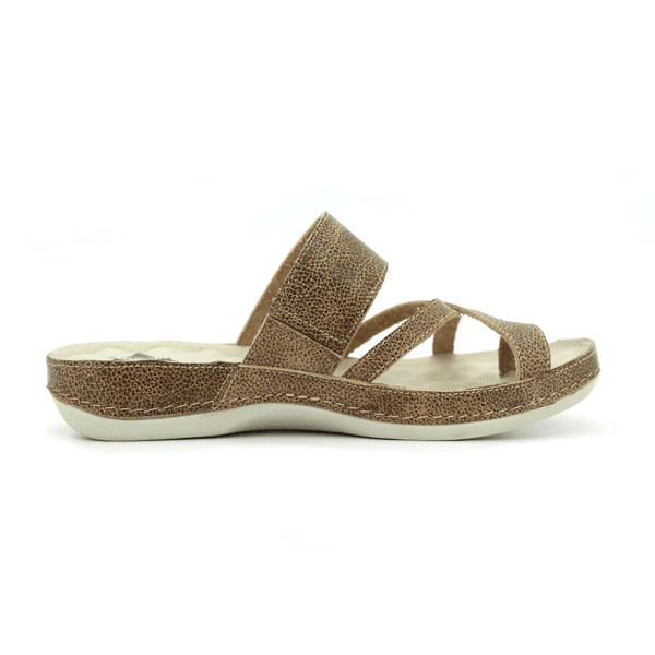 Sandália Bem-Estar Ortopédica em Couro Legítimo - Bicolor Fendi - Palmilha e Sola Off (BE034)