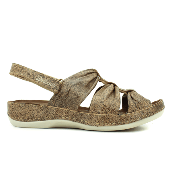Sandália Bem-Estar Ortopédica em Couro Legítimo - Bicolor Fendi - Palmilha Castanho - Sola Off (BE036)