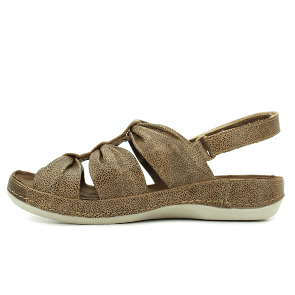 Sandália Bem-Estar Ortopédica em Couro Legítimo - Bicolor Fendi - Palmilha Castanho - Sola Off (BE036)