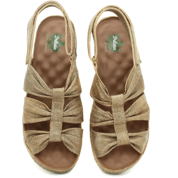 Sandália Bem-Estar Ortopédica em Couro Legítimo - Bicolor Fendi - Palmilha Castanho - Sola Off (BE036)