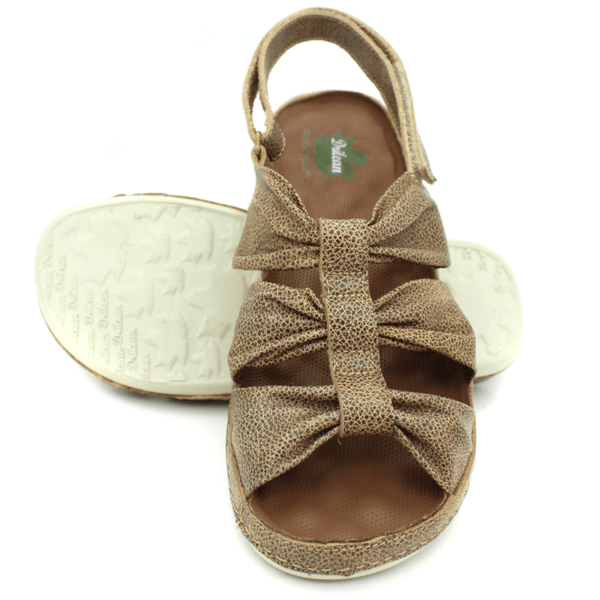 Sandália Bem-Estar Ortopédica em Couro Legítimo - Bicolor Fendi - Palmilha Castanho - Sola Off (BE036)