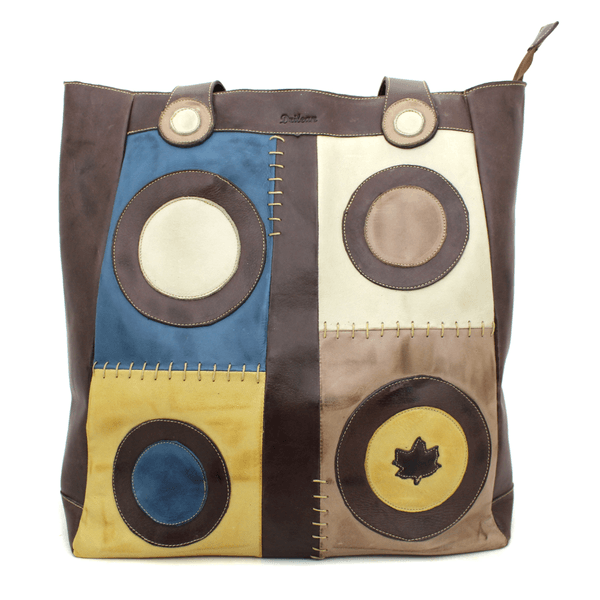 Bolsa Feminina em Couro Legitimo - Café - Azul - O... - Drilean