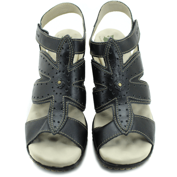 Sandália Feminina de Salto em Couro Legítimo e Palmilha em Gel - Preto - 36 (BR028) OUTLET