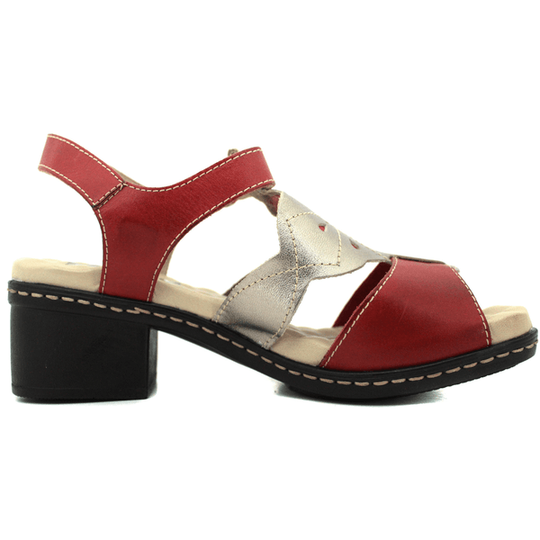Sandália Feminina de Salto em Couro Legítimo e Palmilha em Gel - Vermelha - Onix (BR002)