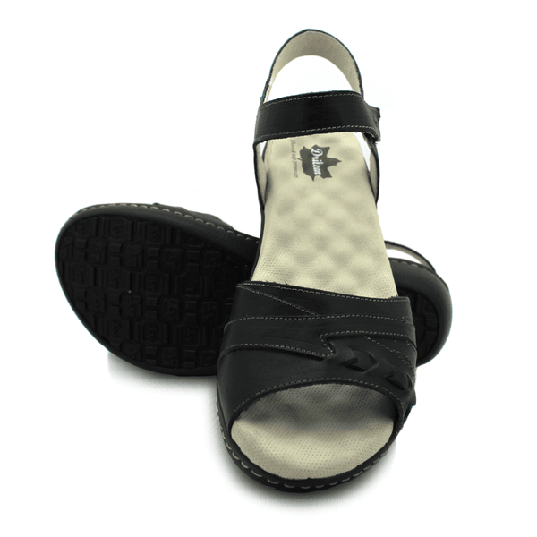 Sandália Feminina Anatômica em Couro Legítimo e Palmilha Gel - Preto - Sola Café - 37 (MA001) OUTLET