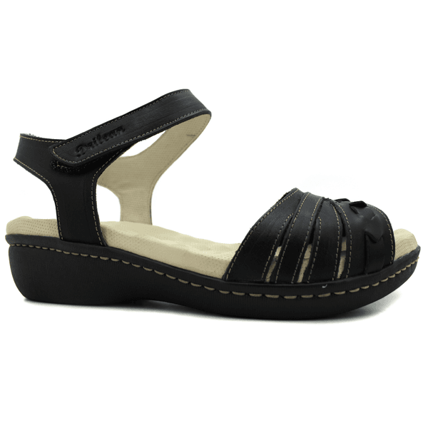 Sandália Feminina Anatômica em Couro Legítimo e Palmilha Gel - Preto - Sola Café - 37 (MA001) OUTLET
