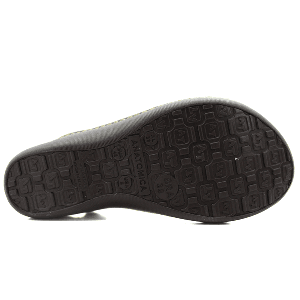 Sandália Feminina Anatômica em Couro Legítimo e Palmilha Gel - Preto - Sola Café - 37 (MA001) OUTLET