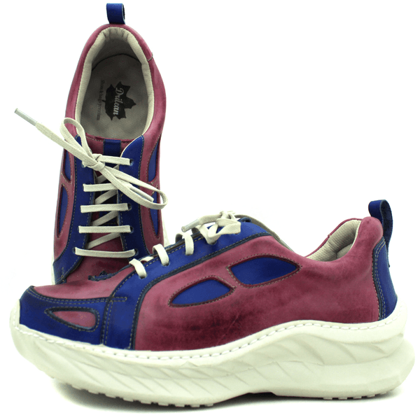 Tênis Feminino em Couro Legítimo com Palmilha em Gel - Violeta - Royal - Sola Off (CAF004)