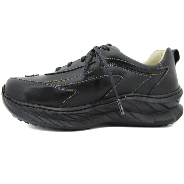 Tênis Feminino em Couro Legítimo com Palmilha em Gel - Preto - Sola Preta (CAF003)