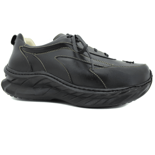 Tênis Feminino em Couro Legítimo com Palmilha em Gel - Preto - Sola Preta (CAF003)