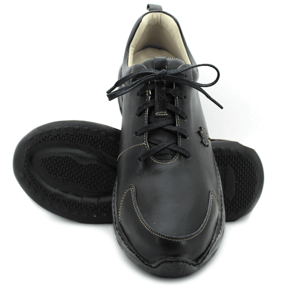 Tênis Masculino em Couro Legítimo com Palmilha em Gel - Preto - Sola Preta (CAM001)