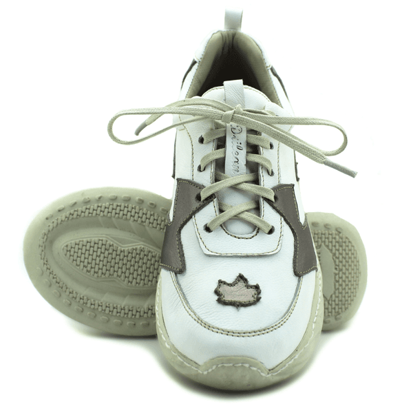 Tênis Feminino em Couro Legítimo com Palmilha em Gel - Branco - Onix - Sola Off (CAF005)