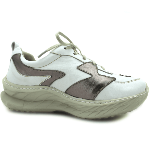 Tênis Feminino em Couro Legítimo com Palmilha em Gel - Branco - Onix - Sola Off (CAF005)