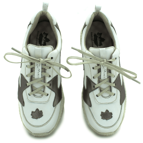 Tênis Feminino em Couro Legítimo com Palmilha em Gel - Branco - Onix - Sola Off (CAF005)