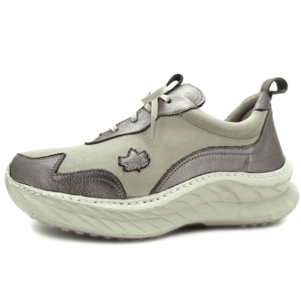 Tênis Feminino em Couro Legítimo com Palmilha em Gel - Off - Onix - Sola Off (CAF002)
