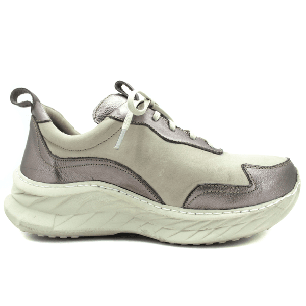 Tênis Feminino em Couro Legítimo com Palmilha em Gel - Off - Onix - Sola Off (CAF002)