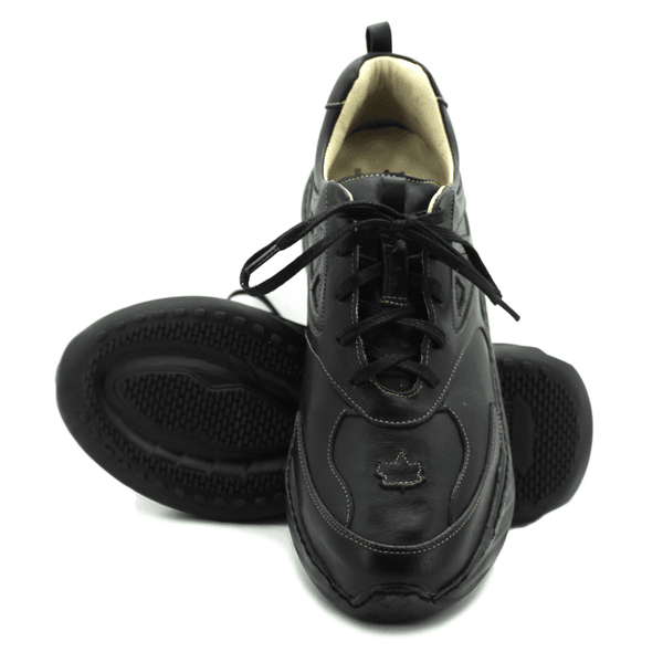 Tênis Masculino em Couro Legítimo com Palmilha em Gel - Preto - Sola Preta (CAM003)