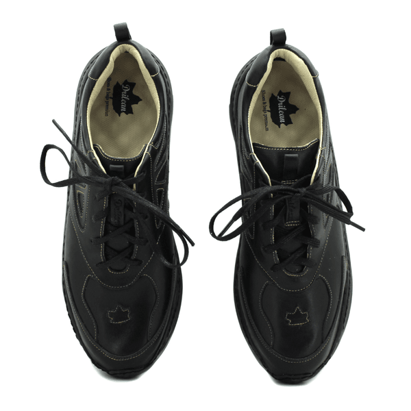 Tênis Masculino em Couro Legítimo com Palmilha em Gel - Preto - Sola Preta (CAM003)