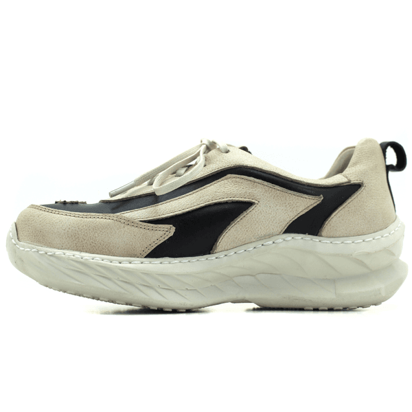 Tênis Feminino em Couro Legítimo com Palmilha em Gel - Preto - Bicolor Off - Sola Off (CAF003)
