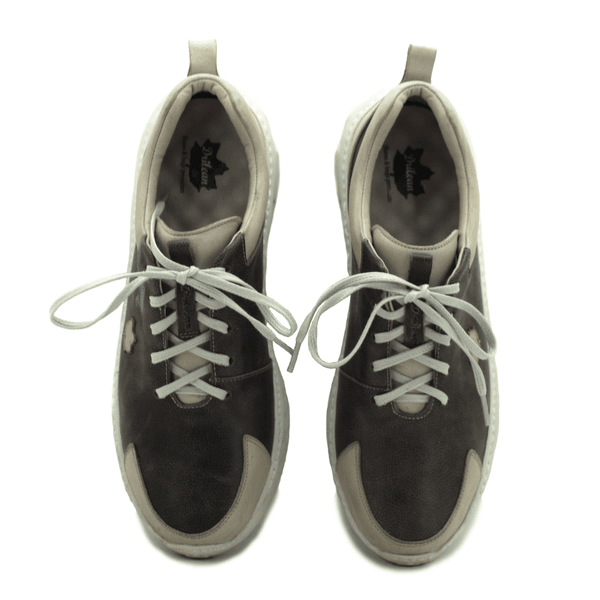 Tênis Masculino em Couro Legítimo com Palmilha em Gel - Bicolor Grafite - Off White (CAM001)