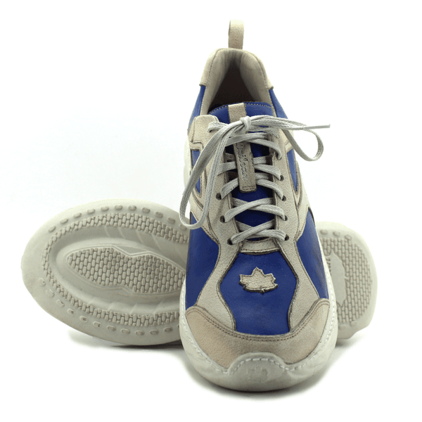 Tênis Masculino em Couro Legítimo com Palmilha em Gel - Royal - Bicolor Off White (CAM006)