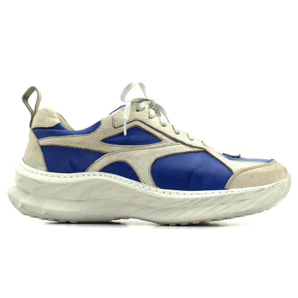 Tênis Masculino em Couro Legítimo com Palmilha em Gel - Royal - Bicolor Off White (CAM006)