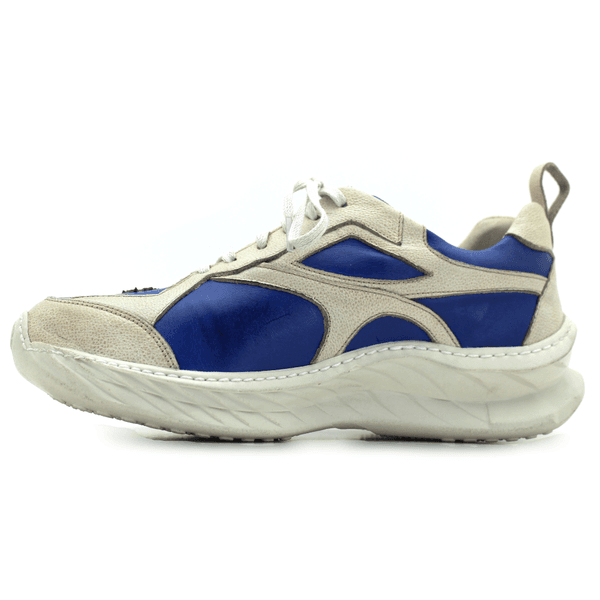 Tênis Masculino em Couro Legítimo com Palmilha em Gel - Royal - Bicolor Off White (CAM006)