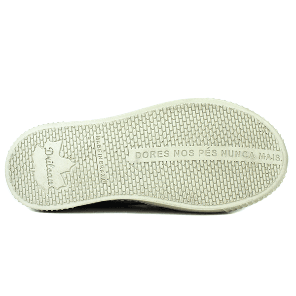 Tênis Feminino em Couro Legítimo com Palmilha em Gel - Off/ Onix - Sola Off (LEV002)