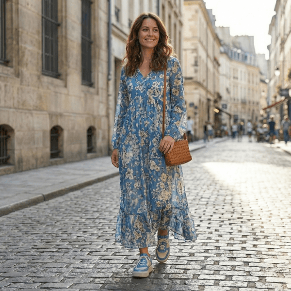 Tênis Feminino em Couro Legítimo com Palmilha em Gel - Off/ Turquesa - Sola Off (LEV001) 