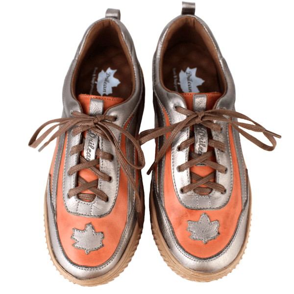 Tênis Feminino em Couro Legítimo com Palmilha em Gel - CORAL /ONIX - SOLA CASTANHO (LEV003) 