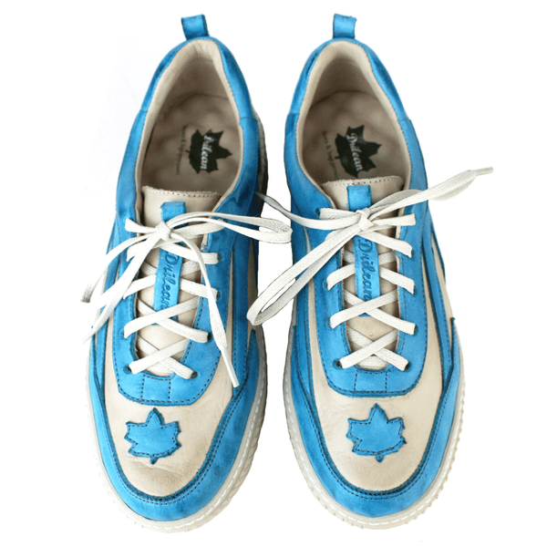 Tênis Feminino em Couro Legítimo com Palmilha em Gel - OFF /TURQUESA - SOLA OFF (LEV003) 