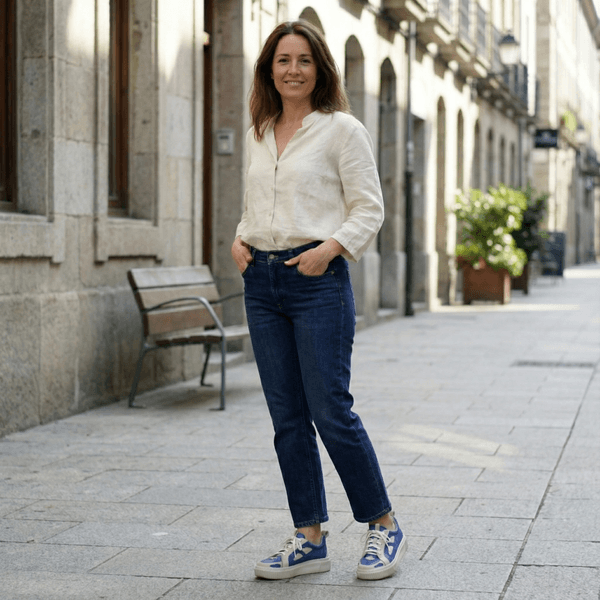 Tênis Feminino em Couro Legítimo com Palmilha em Gel - ROYAL /OFF - SOLA OFF (LEV004) 