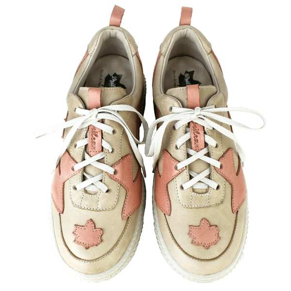 Tênis Feminino em Couro Legítimo com Palmilha em Gel - AREIA /SALMÃO - SOLA OFF (LEV005)