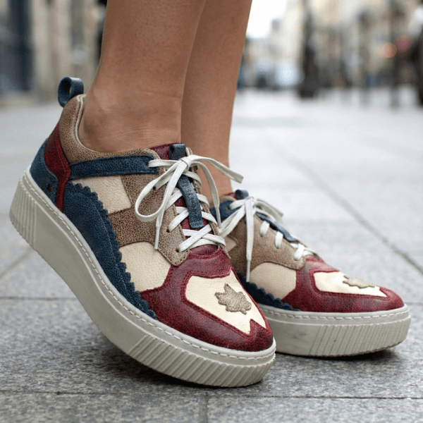 Tênis Feminino em Couro Legítimo com Palmilha em Gel - BIC.OFF /BIC.VERMELHO /BIC.FENDI /BIC.AZUL - SOLA OFF (LEV007)